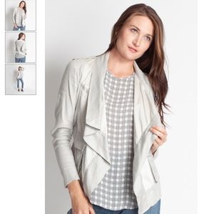 SOLD Donna Karan New York light grey waterfall top